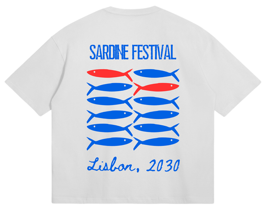 SARDINE FESTIVAL TEE IN WHITE